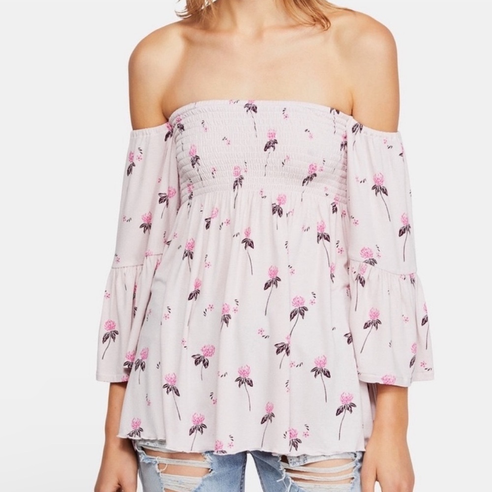 New Free People Lana Off the Shoulder tunic Top Small
